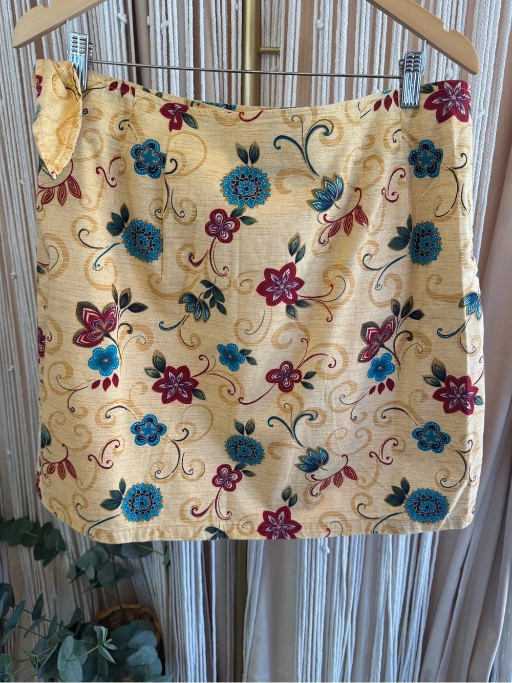 Vintage 90s Cottagecore Floral Wrap with zipper Skirt Boho Paisley multicolor